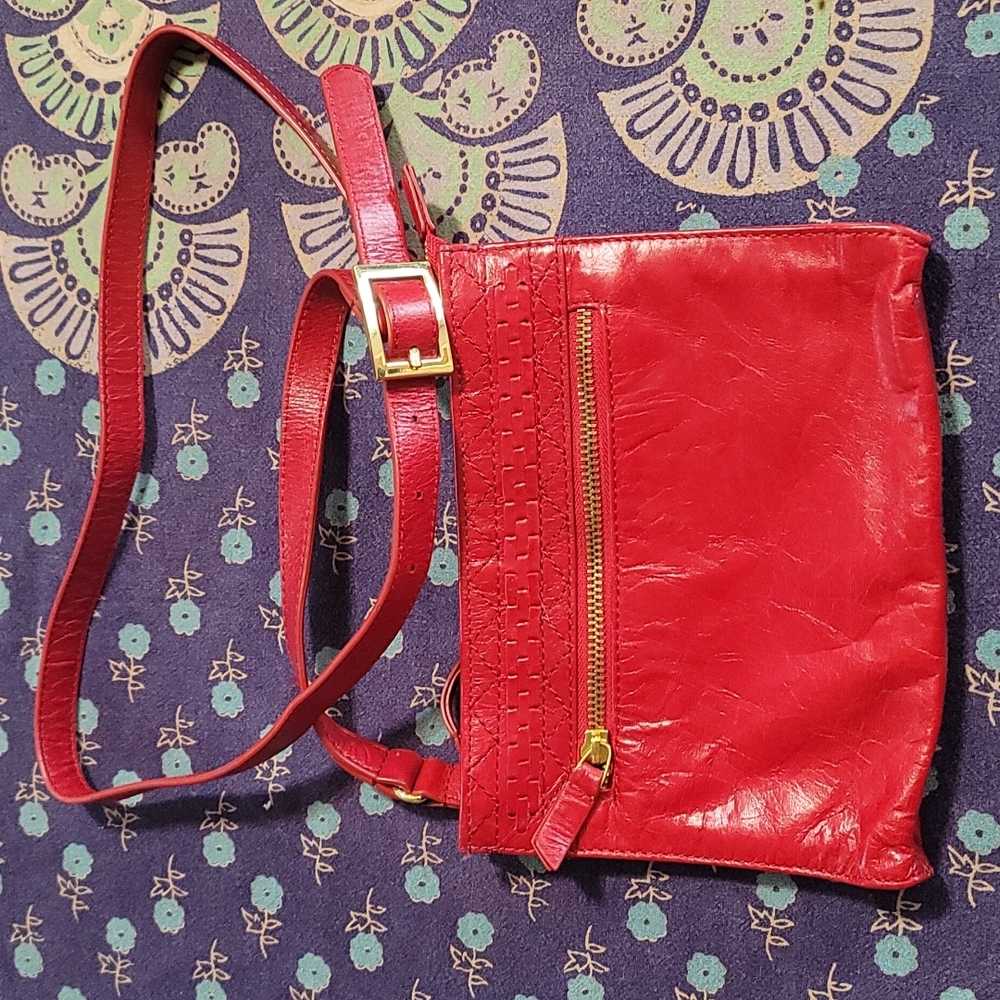 Adorable Bright Red Leather Petite Crossbody Bag